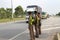 Bangkok, THAILAND - October 3, 2018: Police stand on the roadside