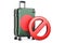 Bangladesh Entry Ban. Suitcase with Bangladeshi flag and prohibition sign. 3D rendering