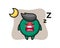 Bangladesh flag badge character illustration sleeping at night