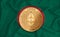 Bangladesh flag  ethereum gold coin on flag background. The concept of blockchain  bitcoin  currency decentralization in the