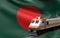 Bangladesh flag with speed train 3d rendering