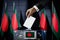 Bangladesh flags, hand dropping ballot card into a box - voting, election concept