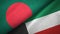 Bangladesh and Kuwait two flags textile cloth, fabric texture