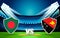 Bangladesh and Papa New Guinea Cricket Match Face off Concept Background in 3D Rendered