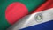 Bangladesh and Paraguay two flags textile cloth, fabric texture