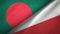 Bangladesh and Poland two flags textile cloth, fabric texture