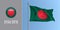 Bangladesh waving flag on flagpole and round icon vector illustration