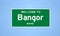 Bangor, Maine city limit sign. Town sign from the USA.