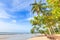 Bangsak beach in blue sky and palm trees
