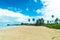 Bangsak beach in blue sky and palm trees at khao lak Phangnga