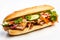 Banh Mi, Vietnamese sandwich made with a French baguette, pickled vegetables and meat, AI generative