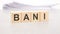 bani word written on wood cubes with white background