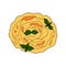 Banitsa or spiral pie. Bulgarian traditional food. Vector hand-drawn illustration. Design element for menu cafe, bistro,