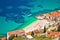 Banje beach in Dubrovnik aerial view