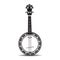 Banjo black and white flat vector illustration