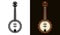 Banjo musical instrument two styles black on white and colorful on dark background vector illustration