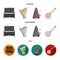 Banjo, piano, harp, metronome. Musical instruments set collection icons in cartoon,flat,monochrome style vector symbol