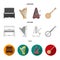 Banjo, piano, harp, metronome. Musical instruments set collection icons in cartoon,outline,flat style vector symbol