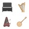 Banjo, piano, harp, metronome. Musical instruments set collection icons in cartoon style vector symbol stock