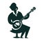 Banjo player silhouettes vector illustration