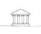 Bank, bank building, court, building with columns one line art. Continuous line drawing of bank, money, finance
