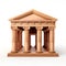 Bank building icon made of miniature wood on white background, AI generative