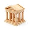 Bank building icon made of miniature wood on white background, AI generative