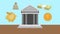 Bank buildings with money symbols HD animation