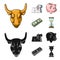 Bank, business schedule, bundle of notes, time money. Money and Finance set collection icons in cartoon,black style
