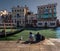 On the bank of the canal. Venice scene with a seagull. Italy