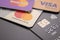 Bank cards of the mastercard close-up. Cheboksary, Chuvash Republic, Russia, 18/03/2018.