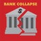 Bank collapse illustration, building with a crackle