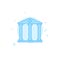 Bank, court, museum flat vector icon. Building symbol, filled line style. Blue monochrome design. Editable stroke