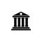 Bank or Court, Museum or Theater Building. Flat Vector Icon illustration. Simple black symbol on white background. Bank Court