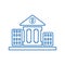 Bank, courthouse, finance building line icon