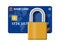 Bank or credit card with pad lock.