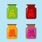 Bank with home canned fruit juice. Vector design