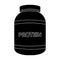 The Bank labeled protein. Sports supplements in nutrition for muscle growth.Gym And Workout single icon in black style