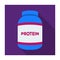 The Bank labeled protein. Sports supplements in nutrition for muscle growth.Gym And Workout single icon in flat style