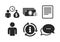 Bank loans icons. Fill document and get money. Vector