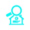 Bank, location search, hand , euro bank, business search , bank location sear cyan icon