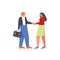 Bank manager and customer handshaking, vector flat isolated illustration