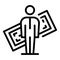 Bank manager icon outline vector. Loan cost