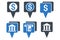 Bank Map Pointers Flat Glyph Icons