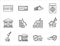 Bank, mobile bank, insurance, finance quick loans payment line icon set