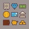 Bank and Money Items Modern Flat Icons Set
