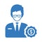 Bank officer icon. Blue color design