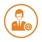 Bank officer icon. Orange color vector EPS