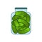 Bank pickled cucumbers. Preserved vegetables. Vector illustration