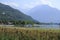 Bank promenade with reed with Domaso Gravedona in Lake Como